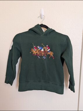 Ralph Lauren Hoodie Kids Size S 8 Polo 3 Patch Triple Pony Jumper Sweatshirt